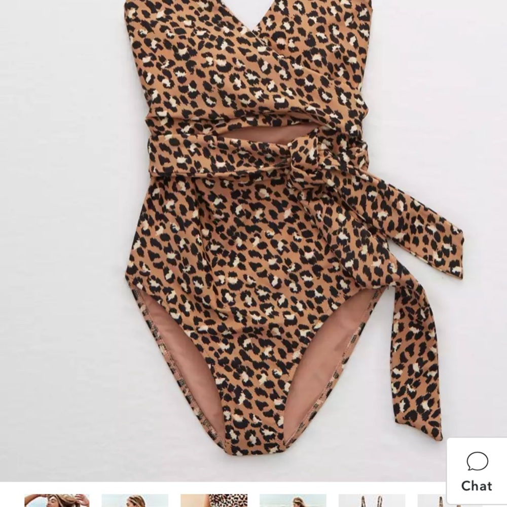 Aerie leopard wrap one-piece swimsuit